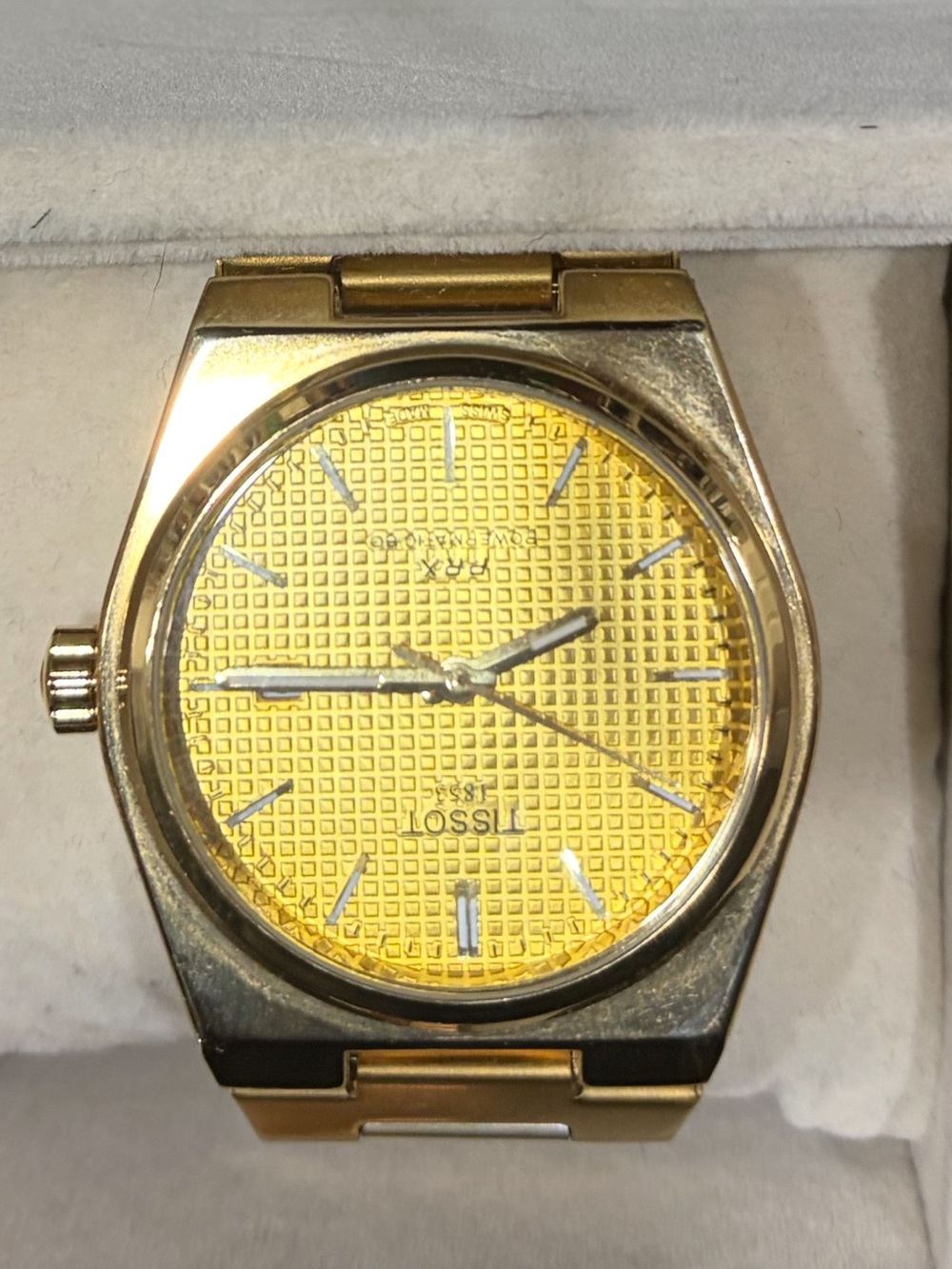 Tissot PRX Powermatic Gold-Tone Men's Watch with Yellow/Gold Textured Dial